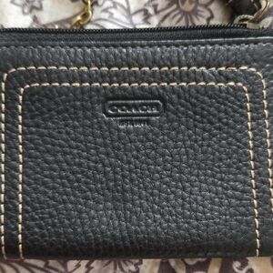 Coach Black Pebbled Leather Wristlet